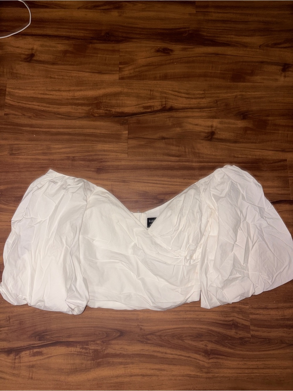 Bardot White Puff-Sleeve Bandeau Crop Top